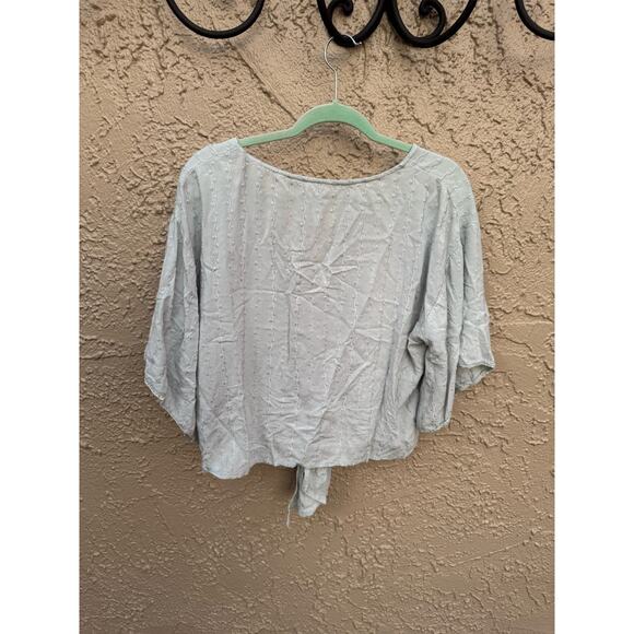 Love Stitch Bale Blue Tie Front Flowy Blouse - Picture 8 of 8